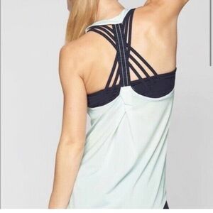 Athleta Incline Tank T-Strap "Power of She" collection Women's Small green/blue